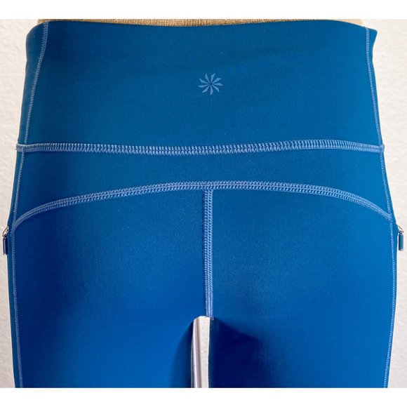 NWOT Athleta Blue Low Rise Lace 3 Pockets Draw String Long Activewear Leggings S - Picture 9 of 11